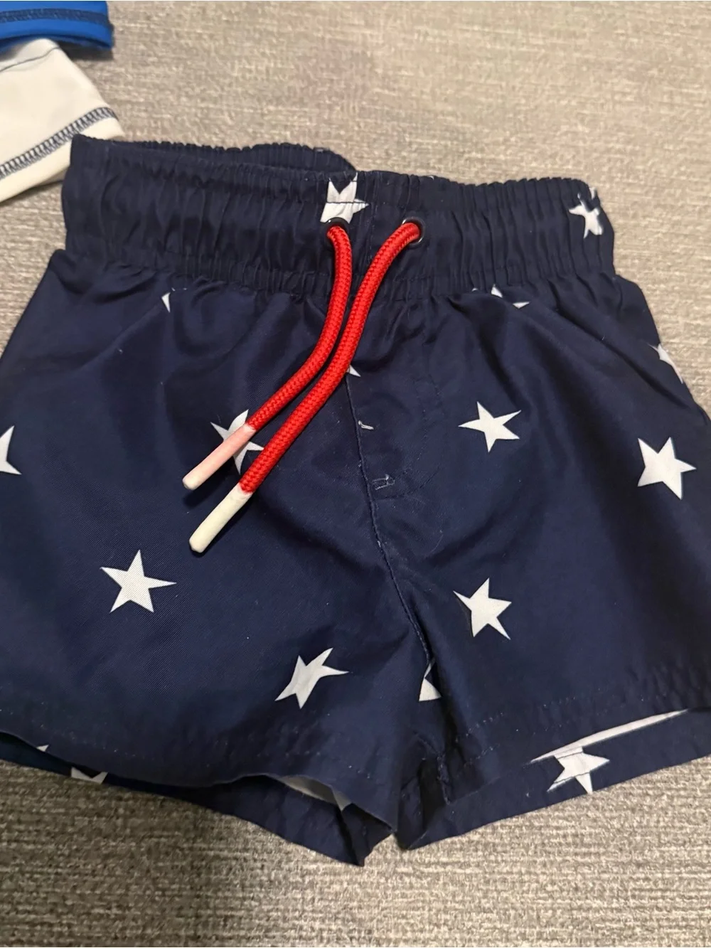 Cat & Jack Blue & White Whale Rashguard with Navy Star and Tropical Swim Shorts